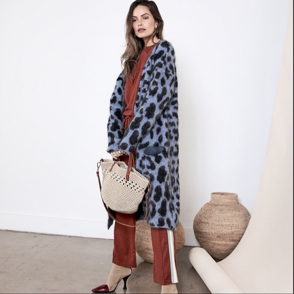 Ragdoll LA Fuzzy Leopard Mohair & Wool-Blend Cardigan - Picture 2 of 10